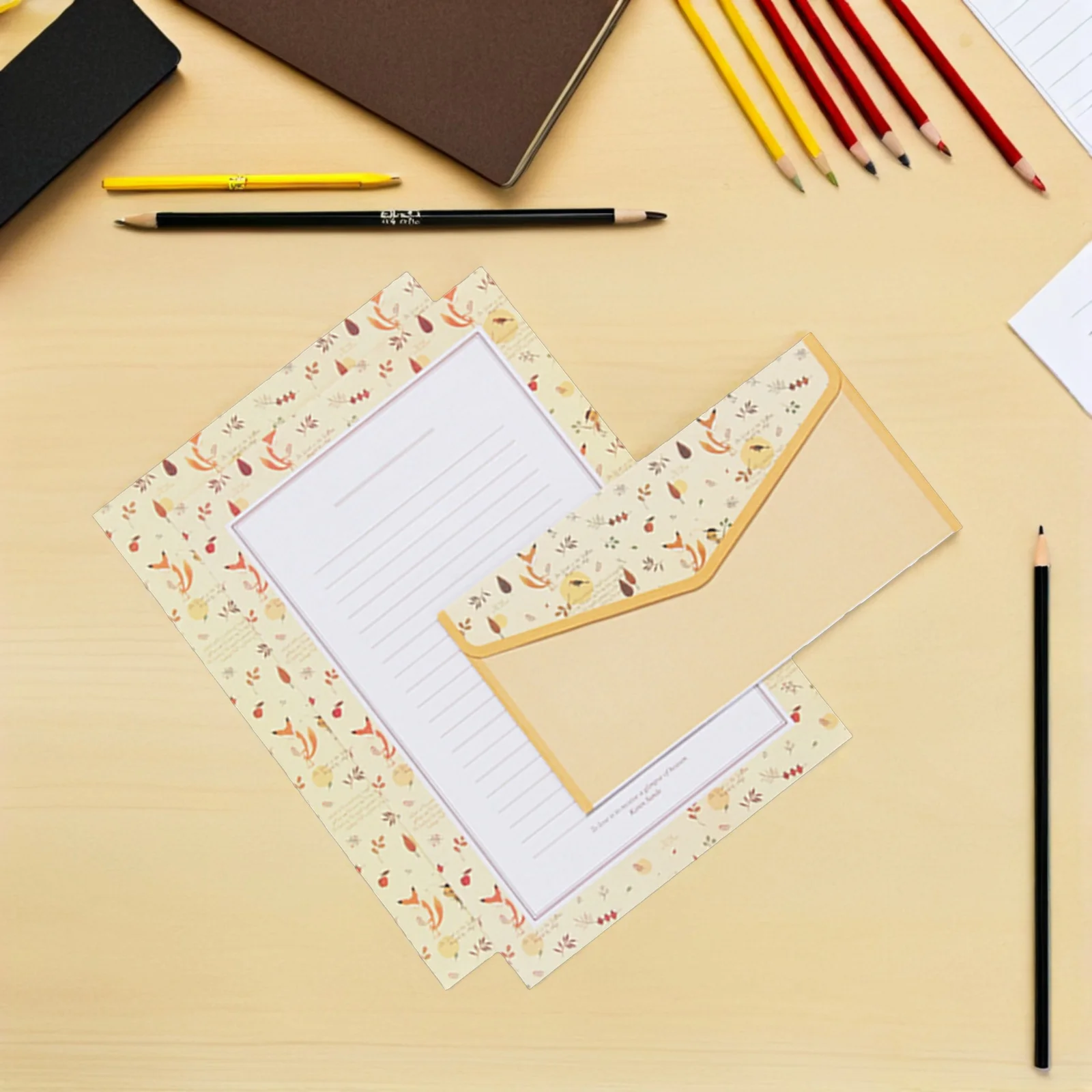 

Flower Print Envelope Letter Paper Set Eco-Friendly Chic Stationery Kit For Notes Diy 15 Envelopes 30 Sheets Random Color