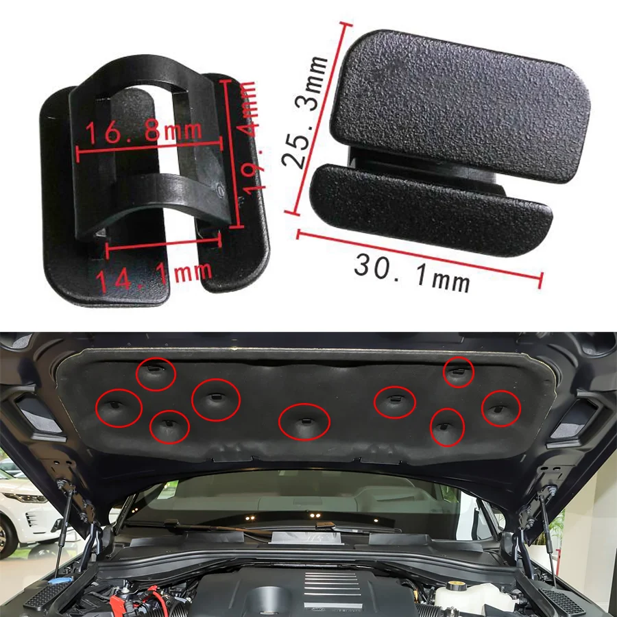 10Pcs Car Hood Bonnet Insulation Clip Rivet Retainer LR027039 For Land Rover Range Rover Velar Evoque Discovery Sport Volvo V40