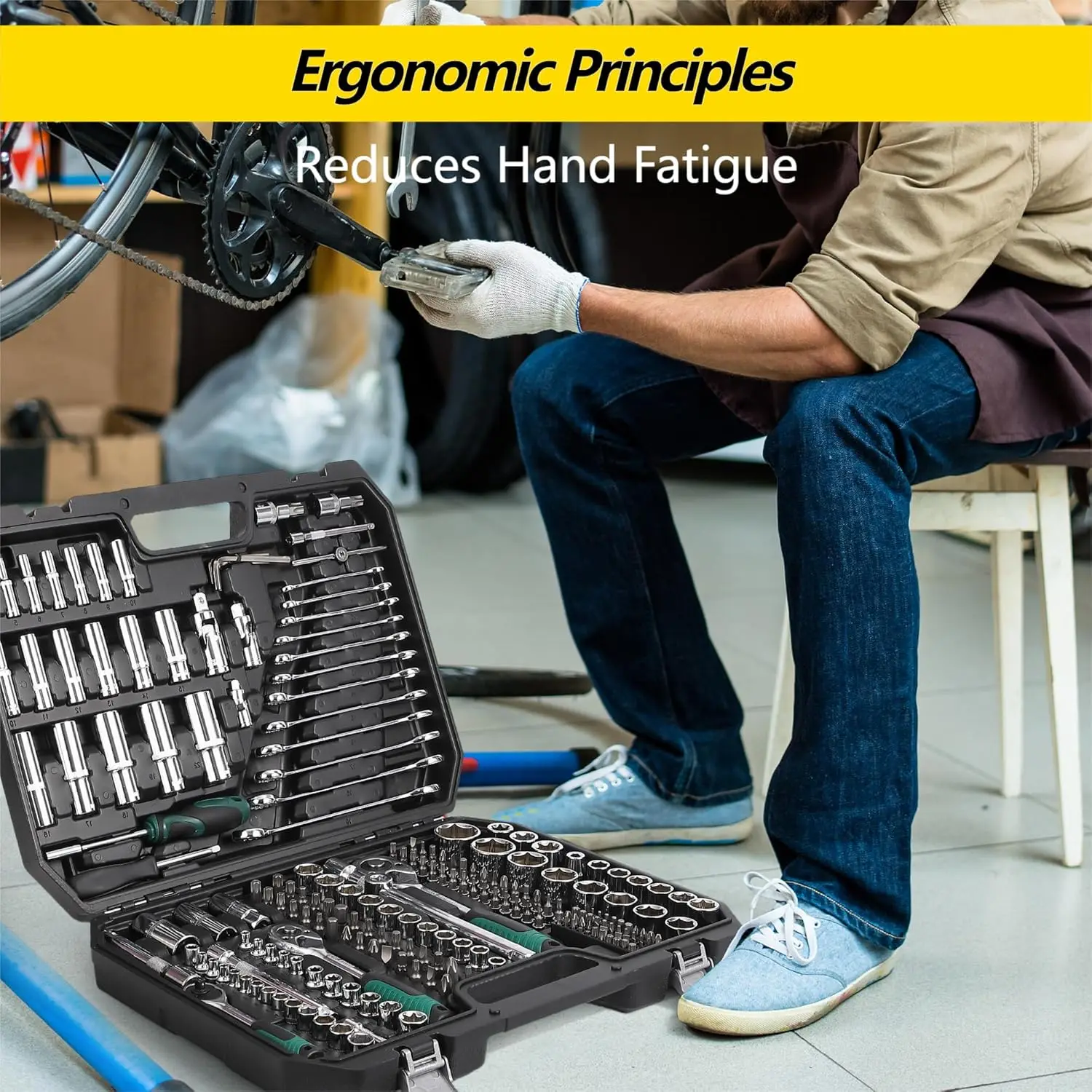 Mechanik-Werkzeugset, 216-teilig (einschließlich Koffer), tragbare Werkzeug-Sets und Steckschlüsselsatz, Kfz-Reparatur-Werkzeug-Set für die DIY-Autoreparatur