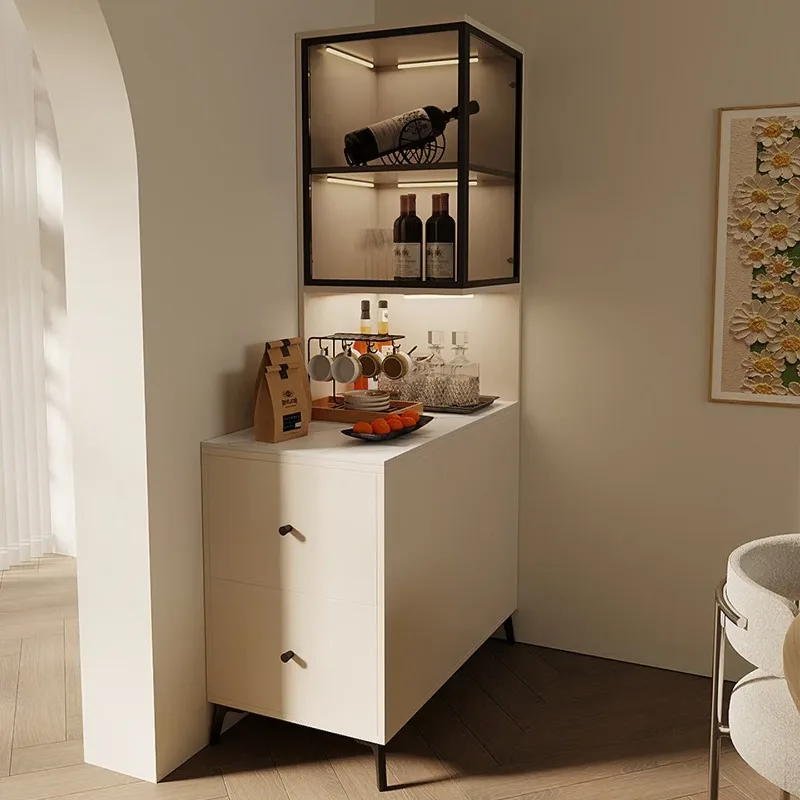 

Cream style household sofa, corner cabinet wine cabinet integrated