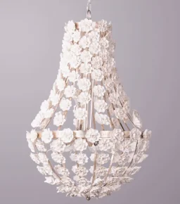 European Style Villa Living Room Pendant Light, Ceramic Petal Fresh Decorative Lighting, Master Bedroom Branch Pendant Light