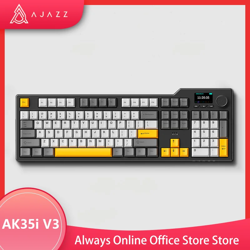 

Ajazz AK35i V3 Bluetooth Tir Mode Wireless Mechanical Keyboard Multifunctional Knob Custom Screen Hot Swap Gaming Keyboard