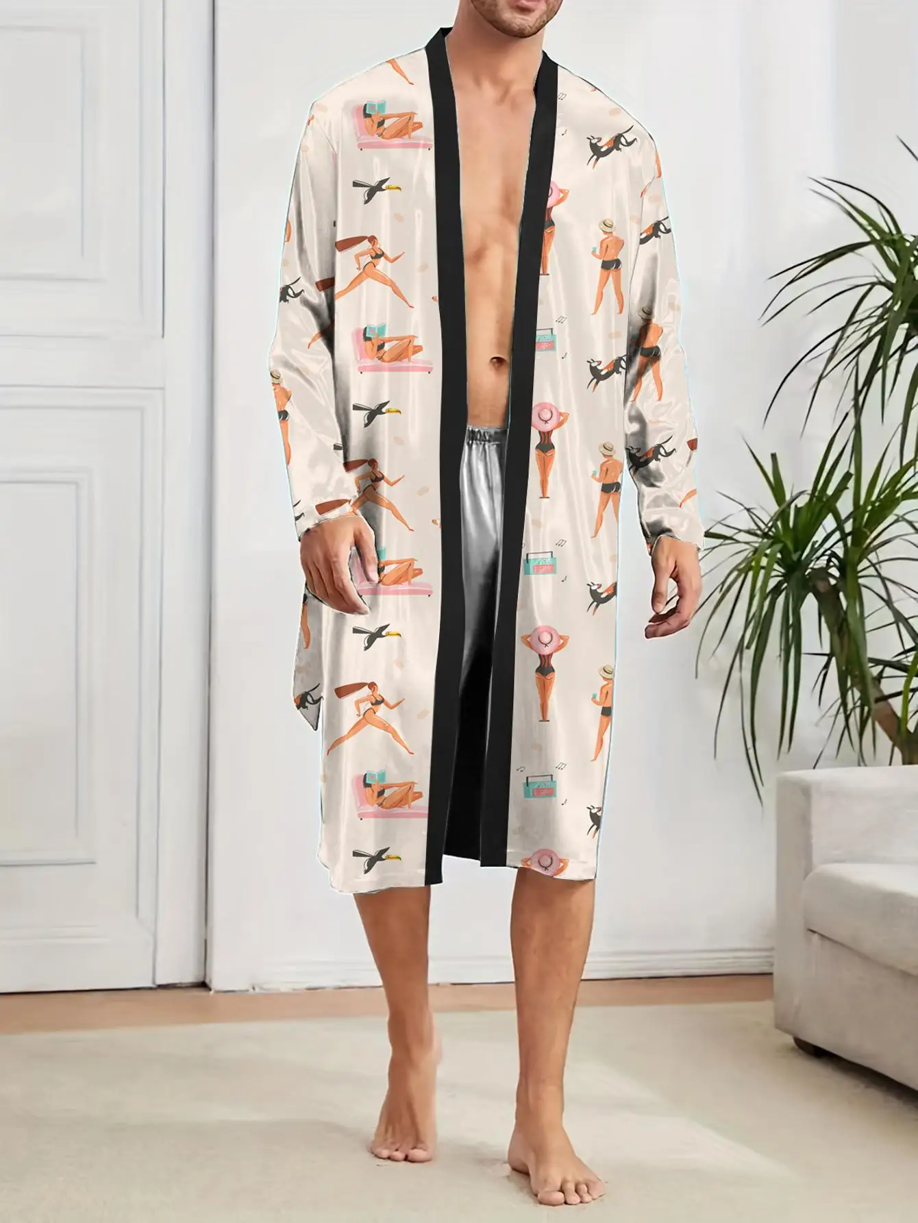 1pcs Men's Robes 2026 Spring/Summer 3D Printed Bathrobe men Graphic bath robe Breathable Funny pajamas Men's bathrobe Bathrobe