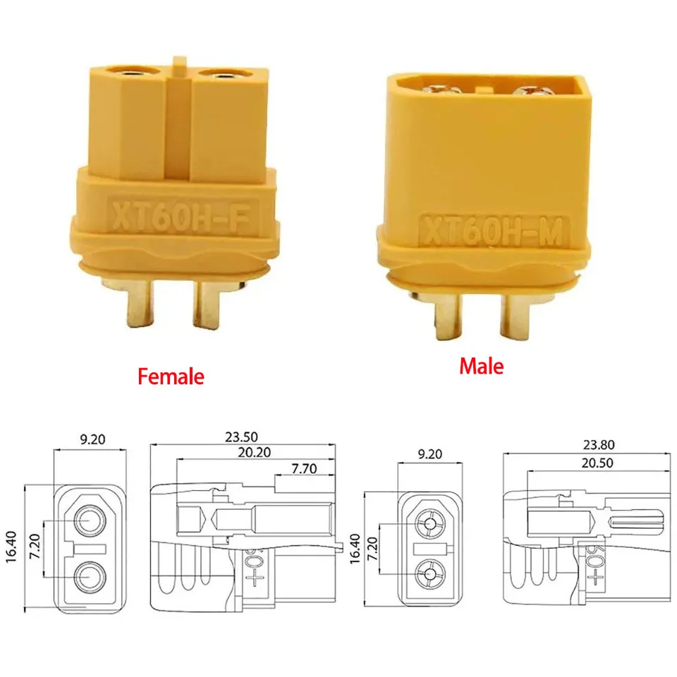 2 Pares Originales Amass Premium XT60H XT60 Gold Plug Negro Conector