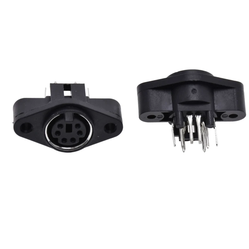 2pcs mdc/s Terminal Socket Din Jack Connector Mini Ps2 6pin 6p With Fixed Hole Mouse Keyboard