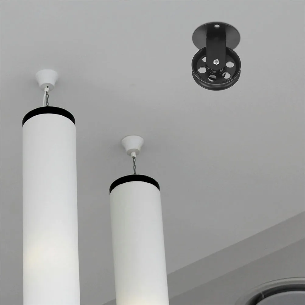 

2pcs Vintage Pendant Light Fixture Iron Ceiling Mount Adjustable Pulley System For Home Office Restaurant Ceiling Pulley Wheel