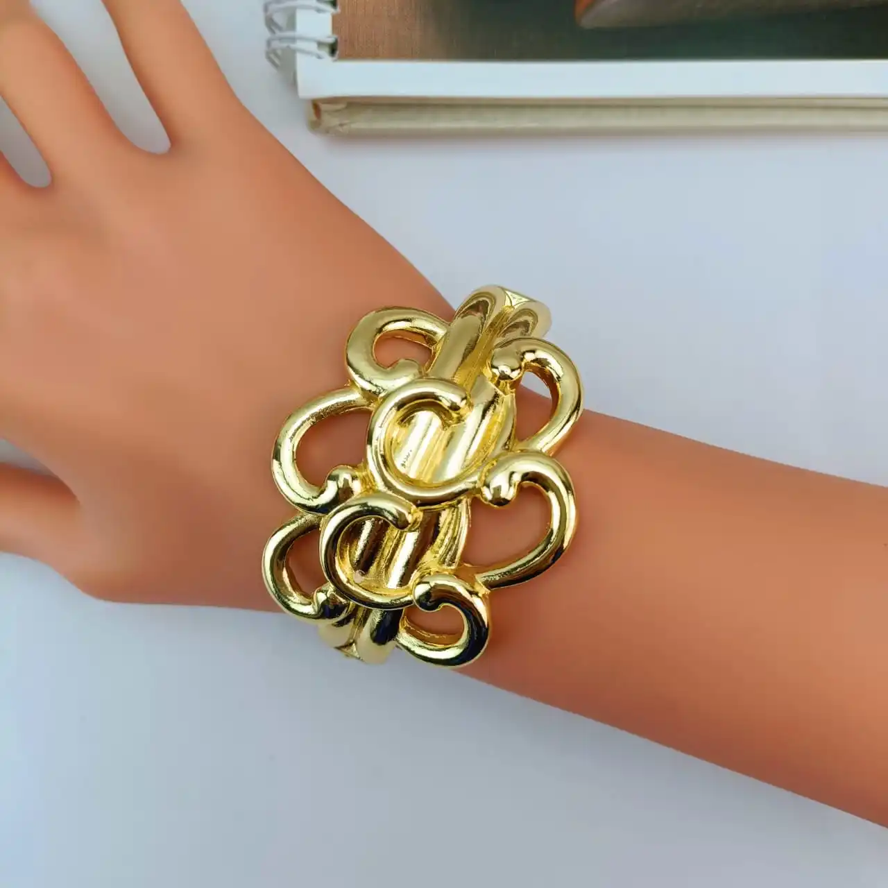 مجموعة مجوهرات إيطالية اللون الذهبي ، قلادة إفريقي ، أساور ، أقراط ، هدية زفاف نيجيرية