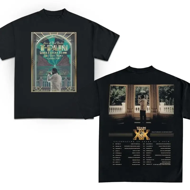 Camiseta de la gira TP20 de T-Pain que celebra los 20 años de su carrera musical, gira 2025