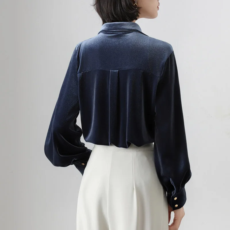 2025 Spring Women's Blouse Long Sleeve Shirt Elegant Solid Ladies Tops New Fashion Turn-down Collar Slim Button Shirts for Women