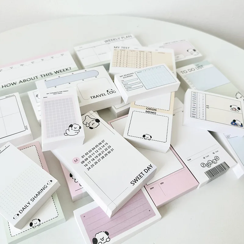 100Pcs Cute Puppy Memo Pad Daily Check To Do List Record Message Notes Paper Diary Notepad Office School Supplies