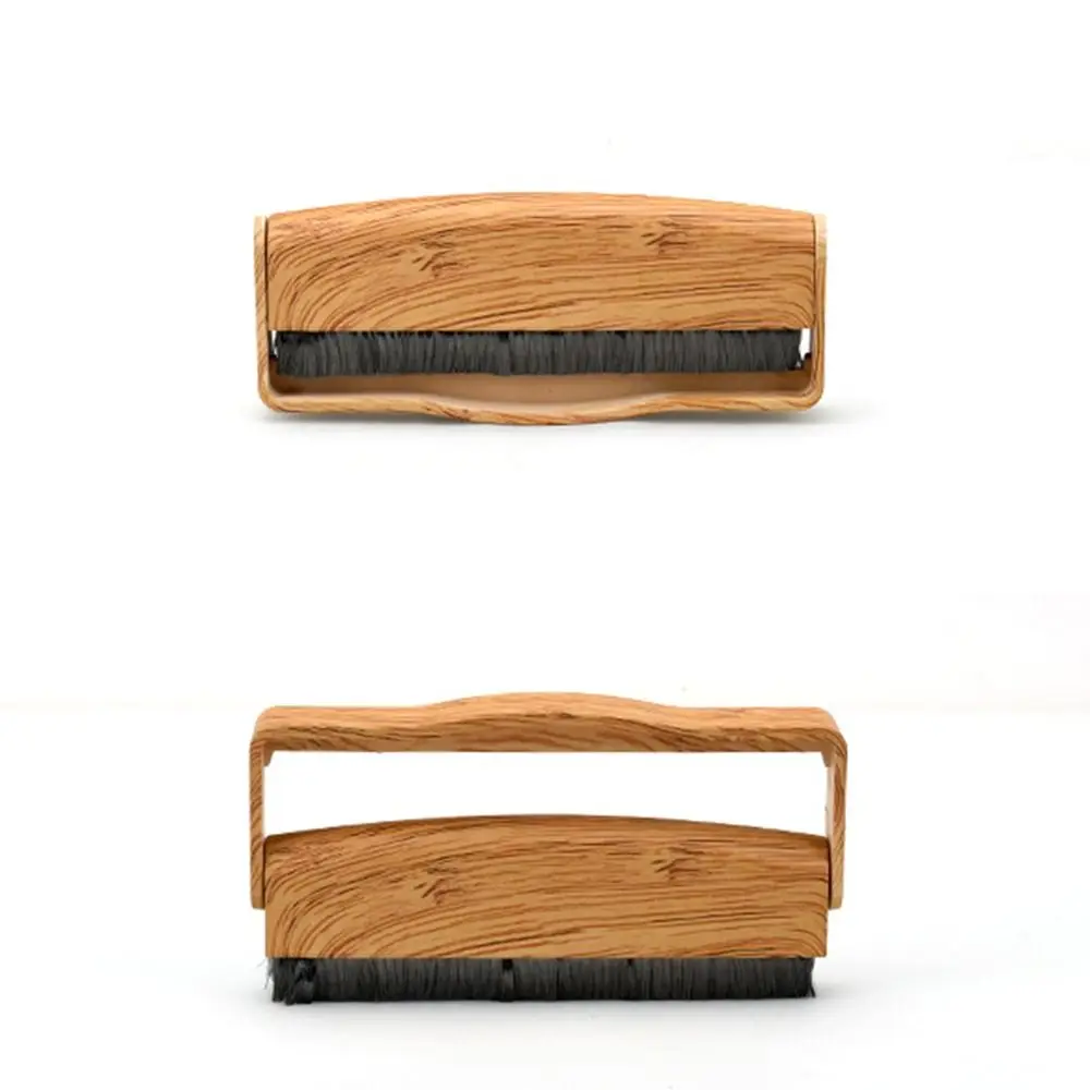 Wood Grain Handle Vinyl Record Cleaning Brush Soft Bristle Gentle LP Turntable Dust Remover Anti-static Safe Compact
