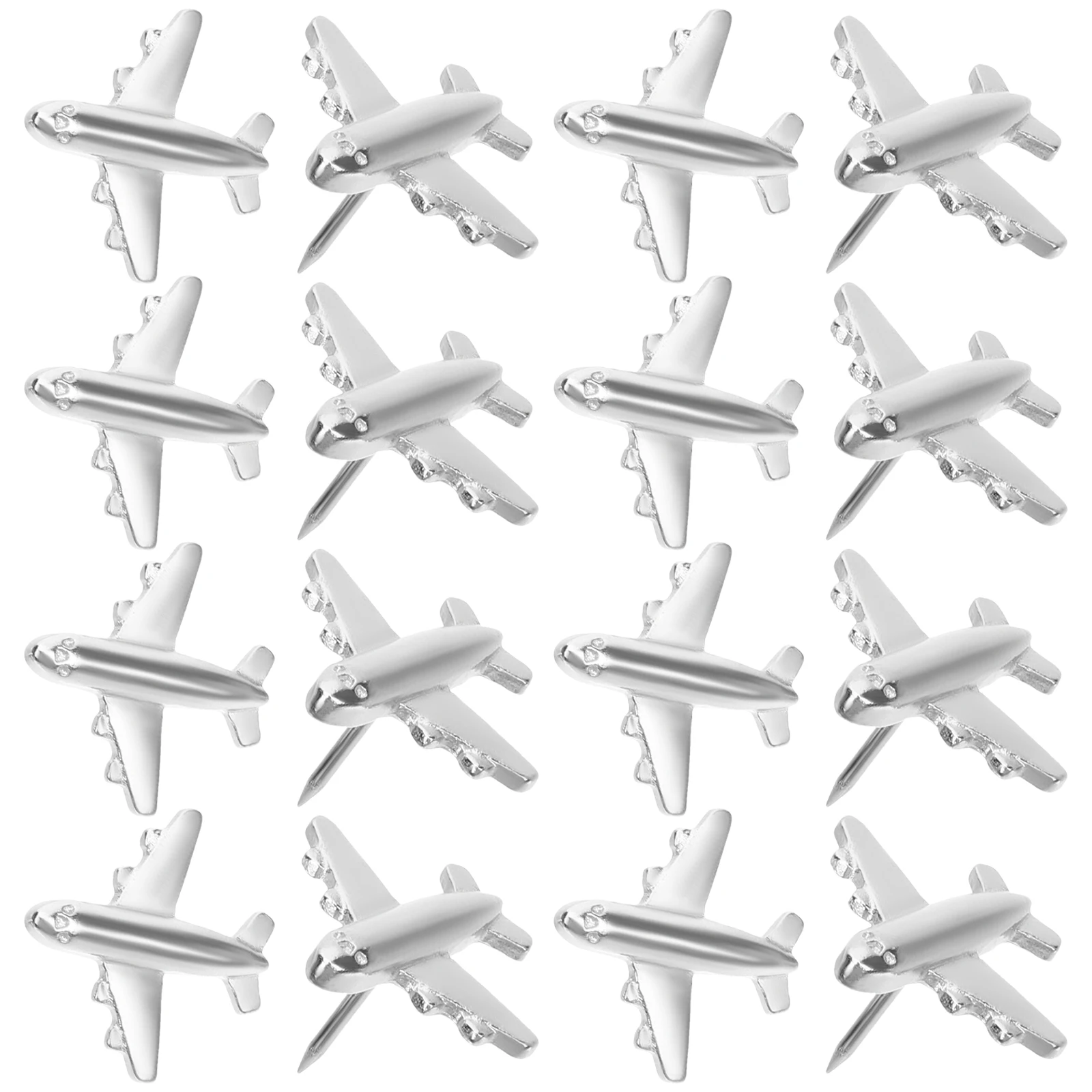 

12 Pcs Metal Airplane Thumbtacks Silver Map Decorative Pushpins Cute Bulletin Board Tacks Office Wall Decor