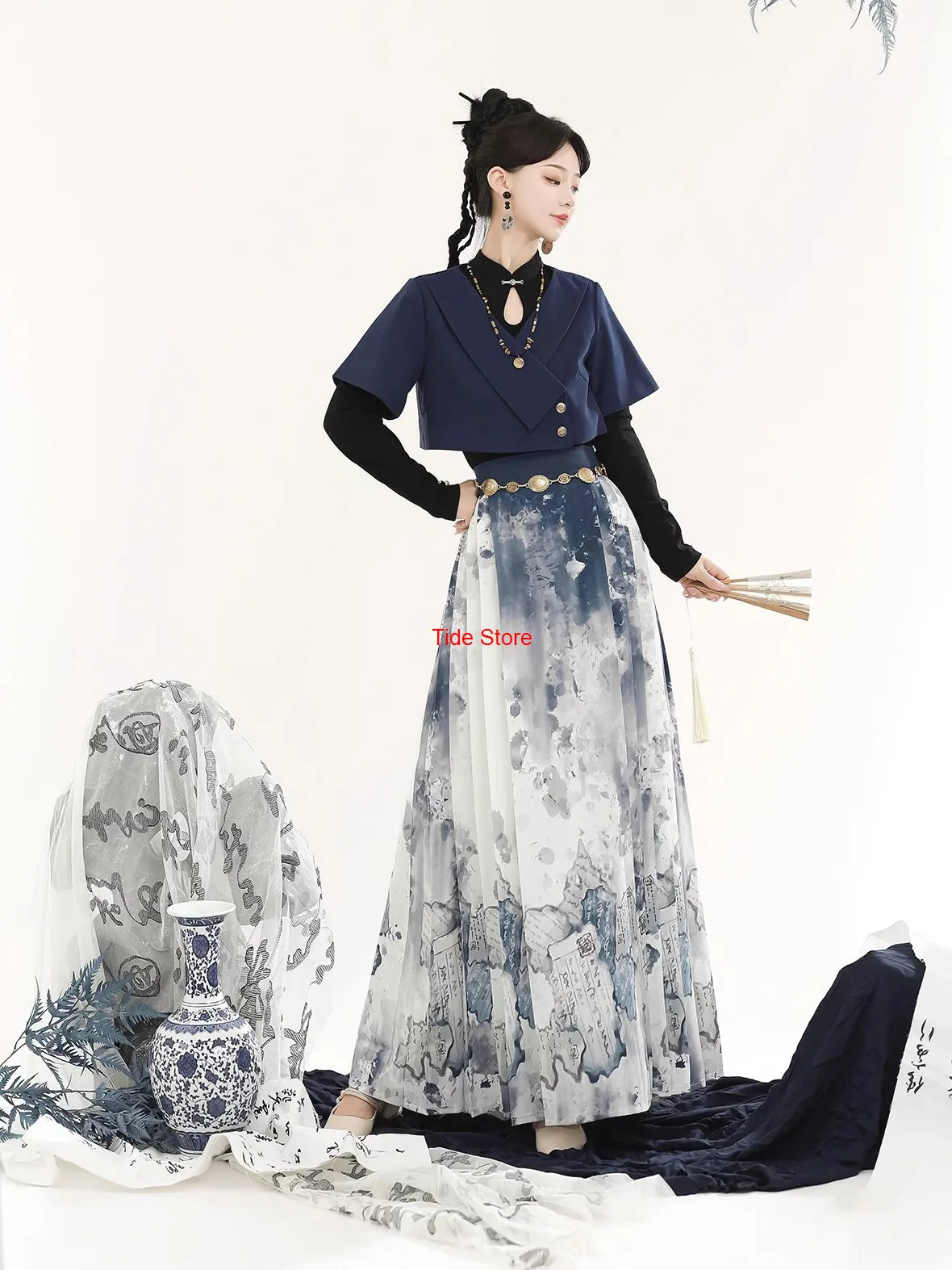 

Book Scroll Introducing New Chinese Style Mamian Horse Face Skirt Improved Hanfu Knitted Base Shirt Coat Han Dress