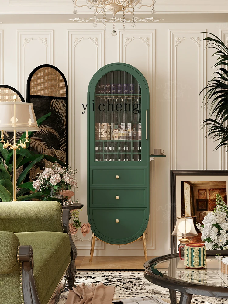 

LX Wine Cabinet Solid Wood Storage Cabinet Home Display Sideboard Light Luxury Floor-standing