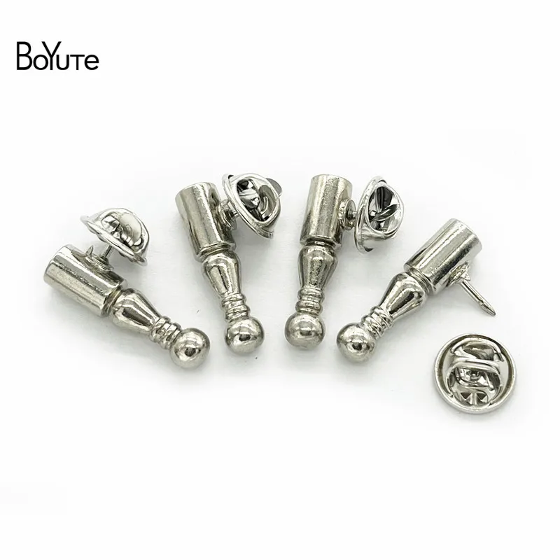 BoYuTe (10 Pieces/Lot) 2.5CM Length Metal Brass Fasteners Materials Diy Fastener for Feather Brooch Pins Jewelry Making