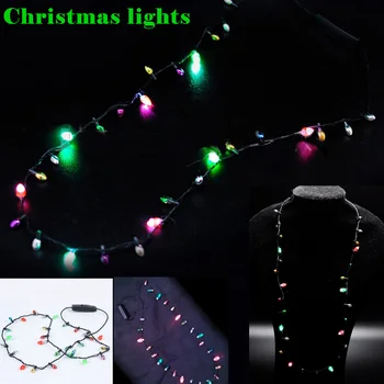 Lampeggiante luce notturna LED incandescente collana 8 luci Glitter collana bambini Cosplay natale Halloween Party Decor String Light