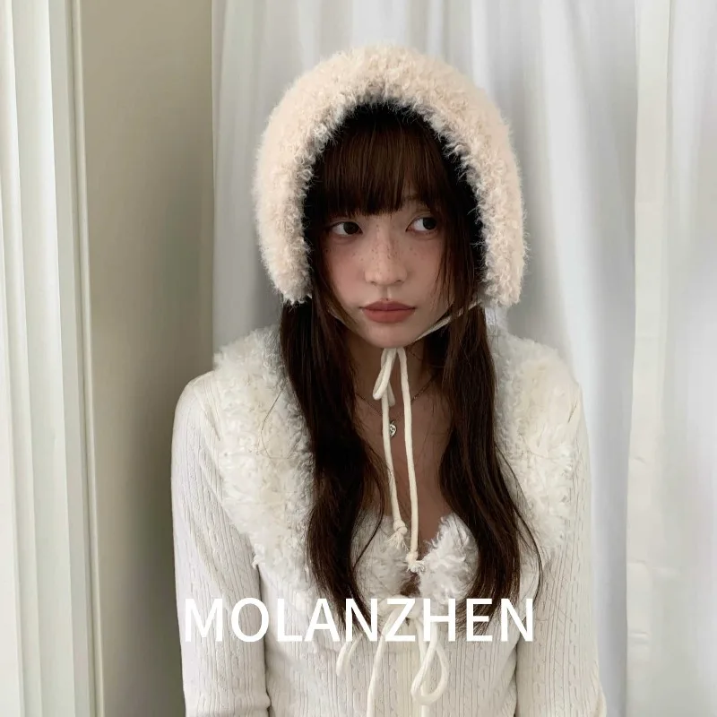 غطاء للأذنين محبوك سميك ودافئ قبعات شتوية لطيفة وعصرية من Lei Feng للنساء قبعات خارجية غير رسمية ومتعددة الاستخدامات #3