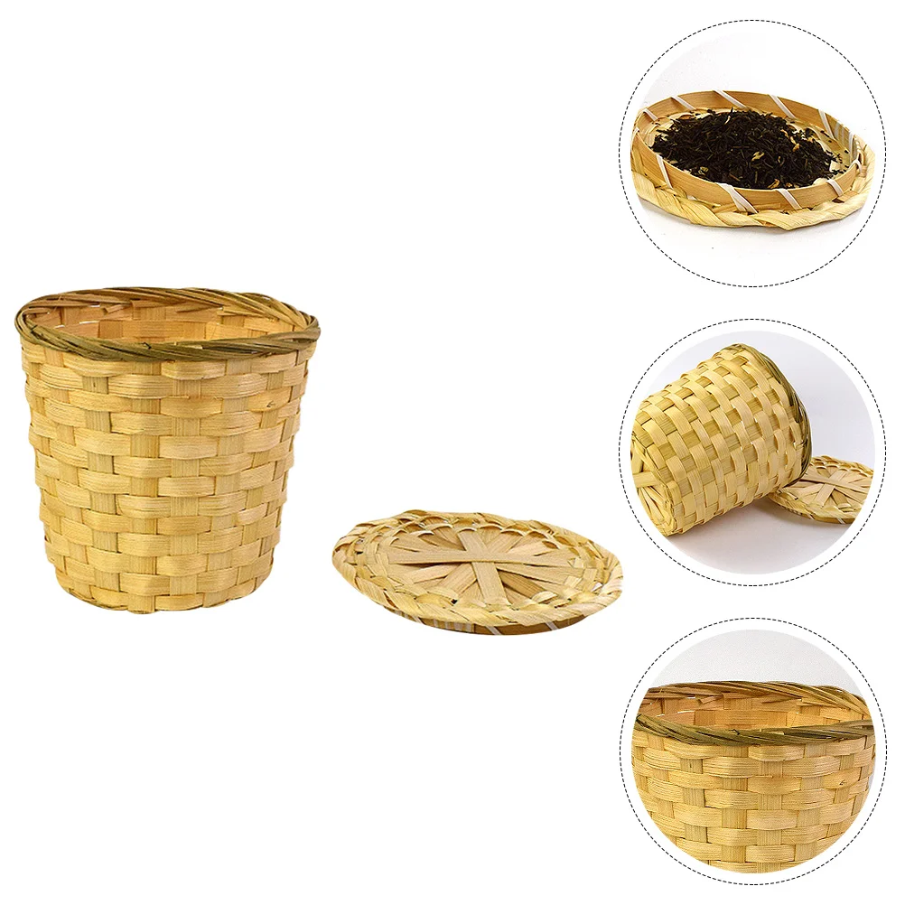 Mini Storage Basket Sundries Desktop Tea Kitchen Woven Bamboo Made Dried Creative Small Trash