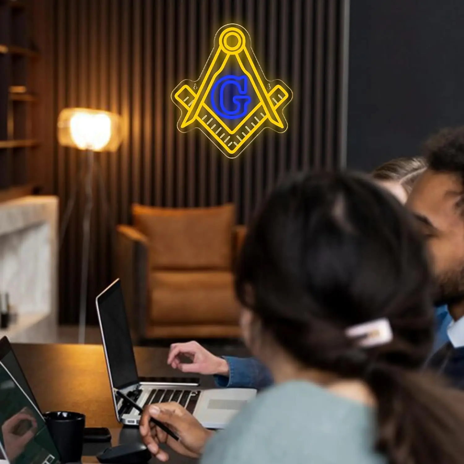 Masonic Neon Sign LED Neon Light Symbolic Decor for Brotherhood Historical Wall Game Room Study Man Cave Wall Decor Gifts