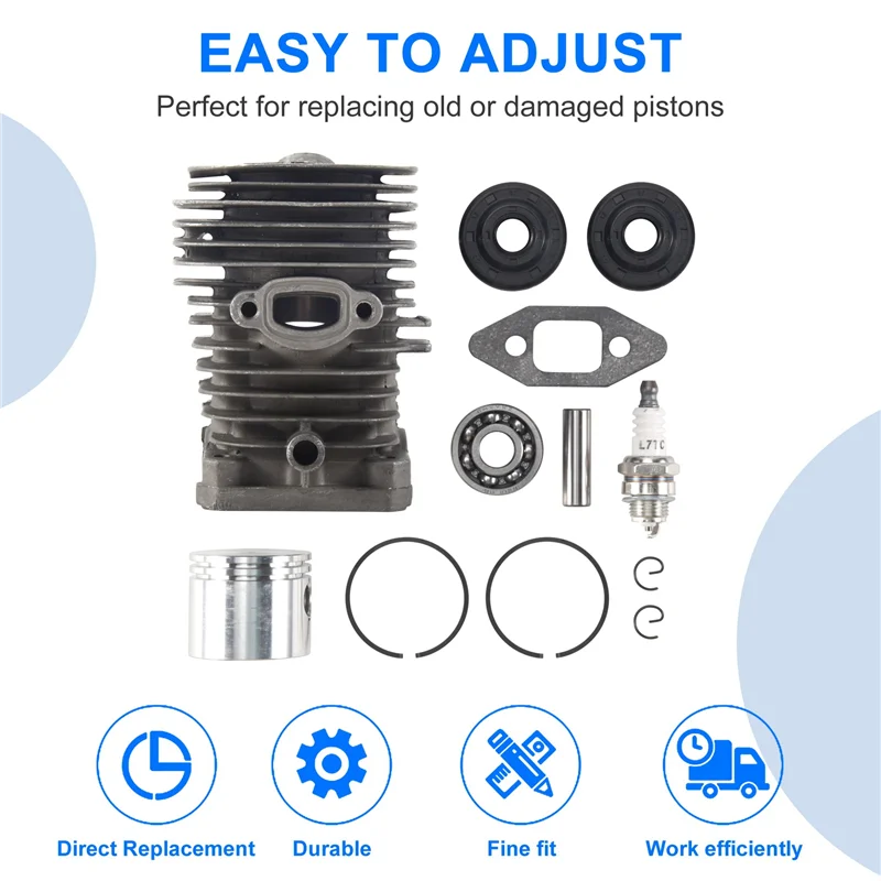 41.1Mm Chainsaw Cylinder And Gasket Piston Assy Spark Plug Grooved Ball Bearing Kit For Partner 350 Partner 351-ABHG