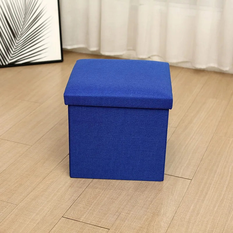 Simple Household Large-capacity Storage Stool, Cotton and Hemp Folding Storage Bench for Changing Shoes