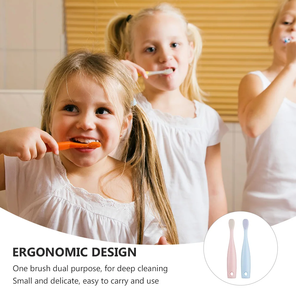 

2pcs Baby Toothbrush Infant Dental Care Brush Soft Bristles Kids Teeth Cleaner Ergonomic Design For Toddler Oral Hygiene