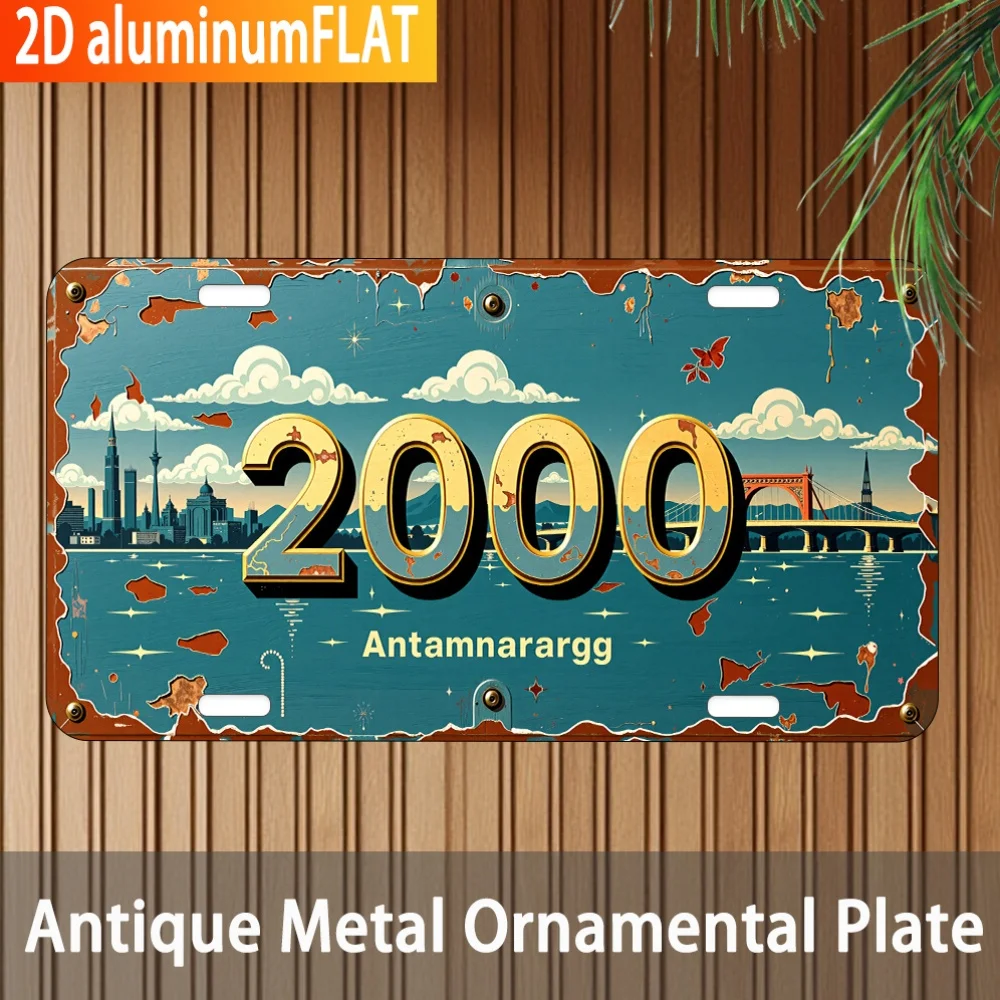 2D Flat - [Open ]2D Flat 2D Plane, a Vintage Industrial-Style Metal Wall Sign Measuring 15.24X30.48 cm - Featuring 2000S Retro D