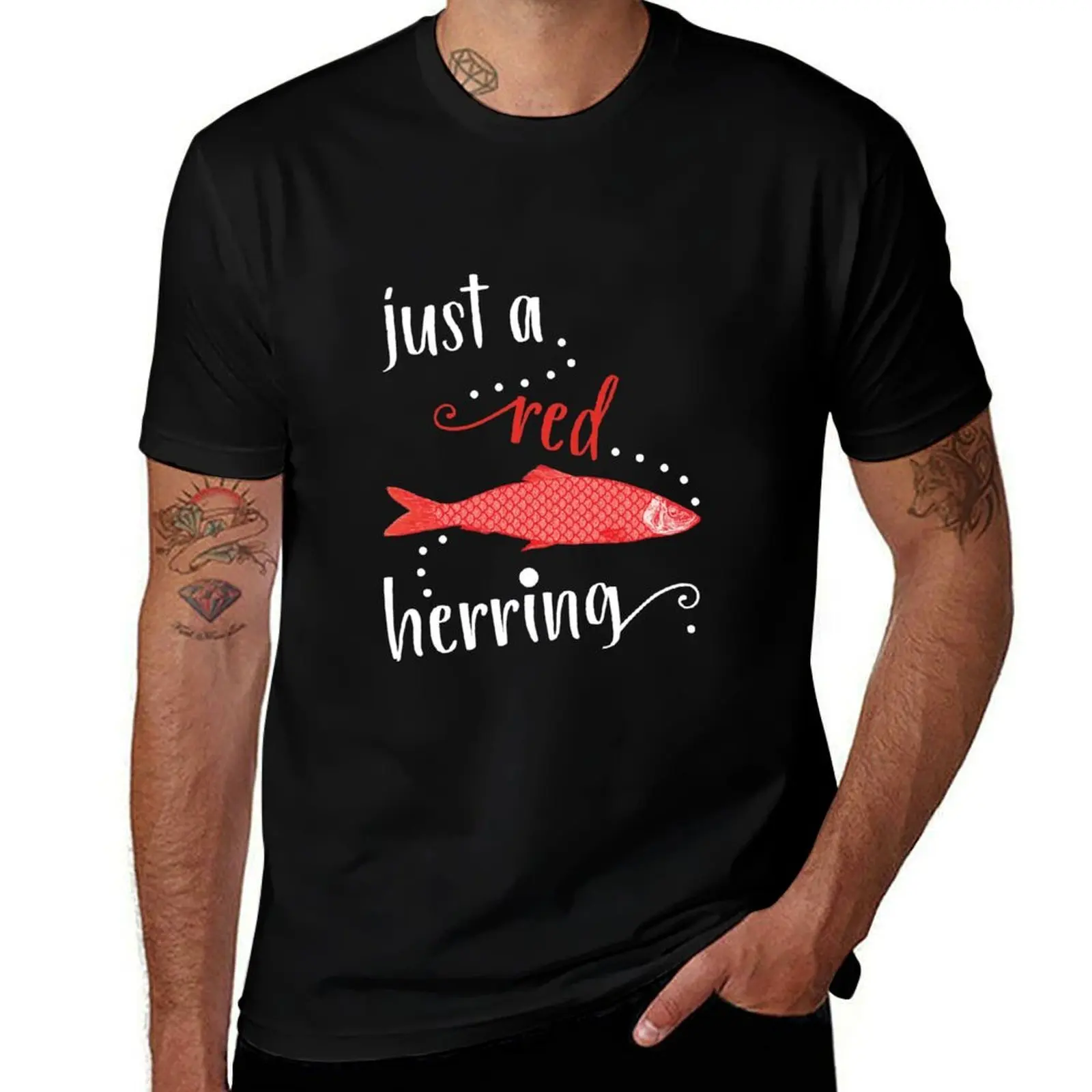 Just a Red Herring T-Shirt Casual Fashion Short Sleeve Cotton T-Shirt