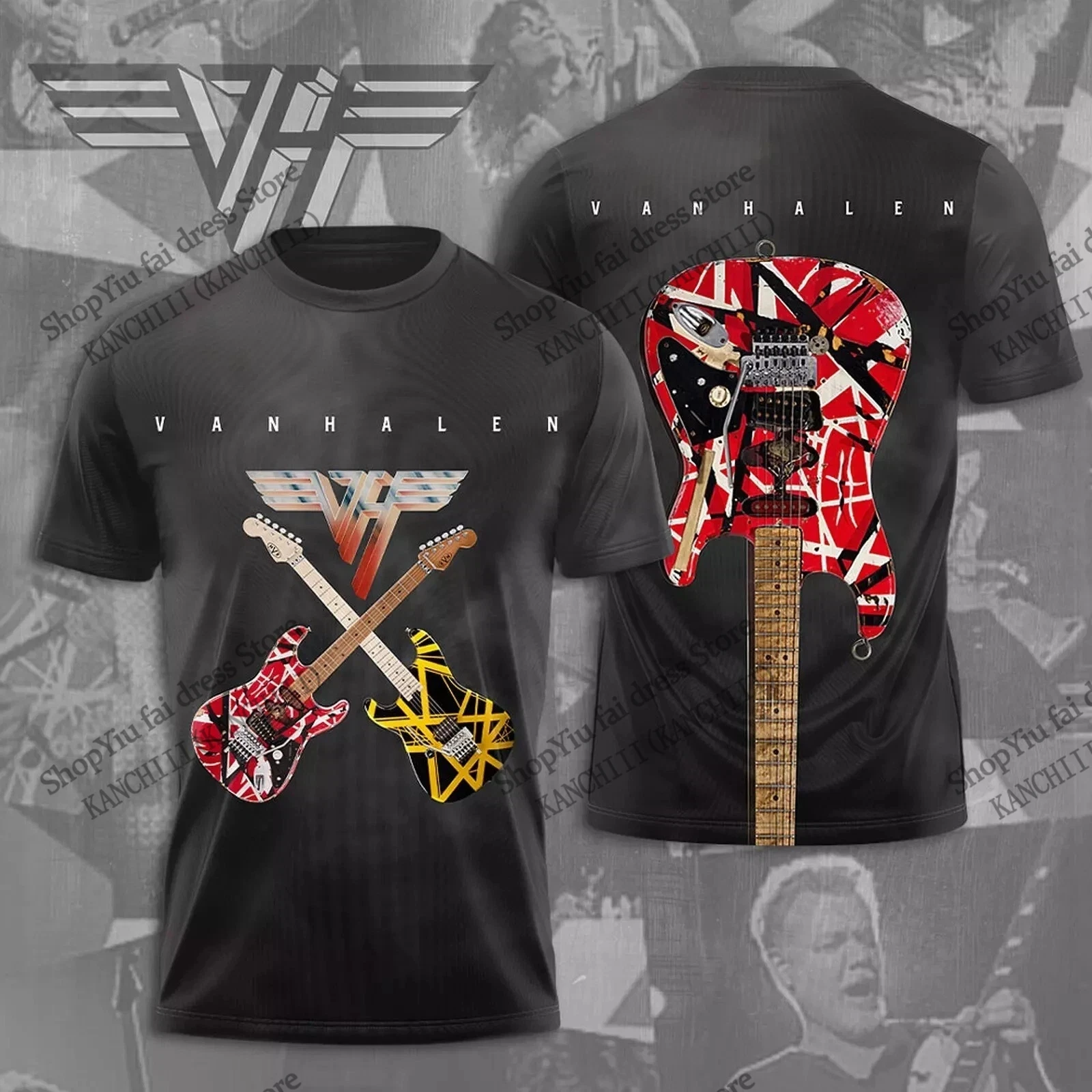 Camiseta Vintage da Banda de Rock Van Halen com Estampa 3D para Homens e Mulheres, Moda Casual, Camiseta de Manga Curta, Tops para Crianças, Roupas Ma