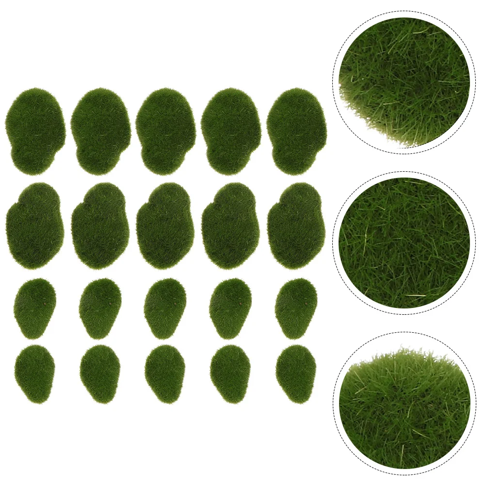 24 Pcs Artificial Moss Stone Decorative Fake Rocks Stones Props Emulated Mossy Decorations