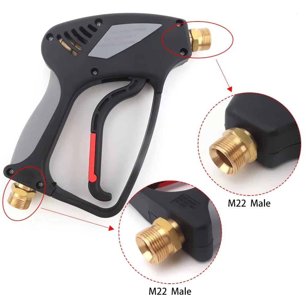 345bar 5000psi High Pressure Water Gun with M22 Inlet Outlet for Karcher HD HDS (Old Models) High Pressure Washer Car Washer