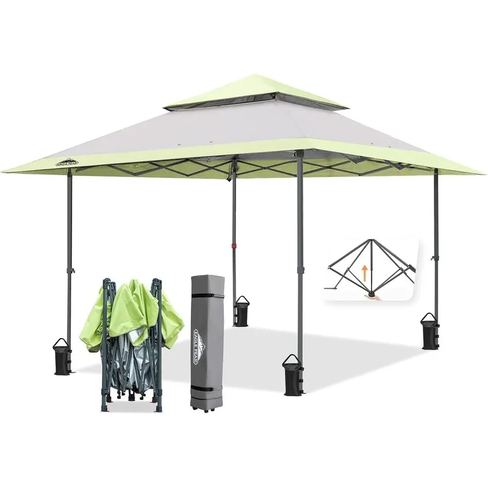 

13x13 ft Single Person Outdoor Tent with Easy Setup, Auto Extending Eaves, 169 sq ft Shade Area (Gray)