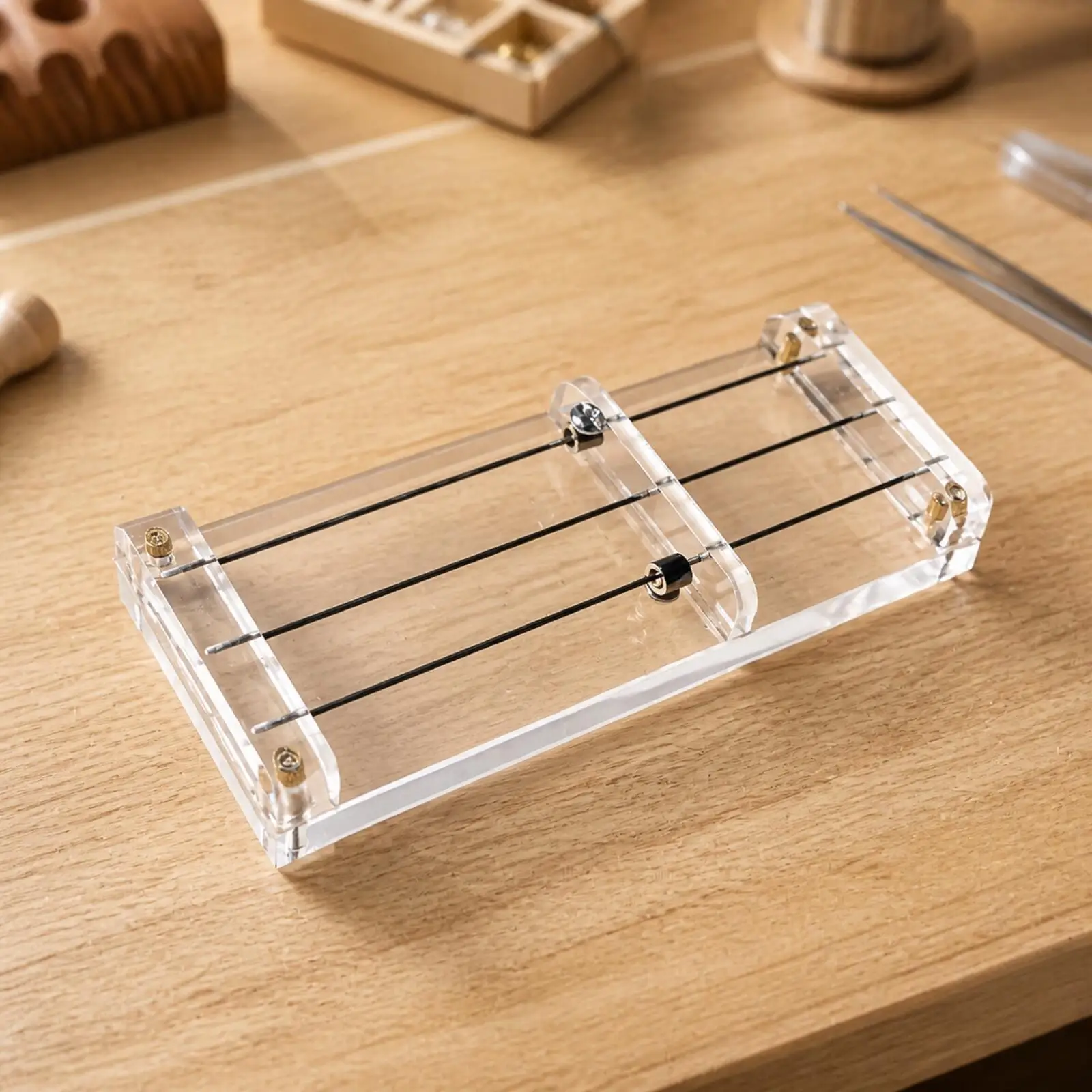 Bead String Holder Acrylic Jewelry Organizer Board with Stainless Steel Pins for Bracelet Making and Beading Projects