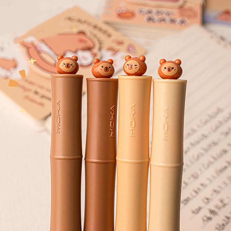 4 pçs dos desenhos animados capivara panda gel caneta moda suave escrita canetas neutras secagem rápida assinatura caneta escola material de escritório presentes