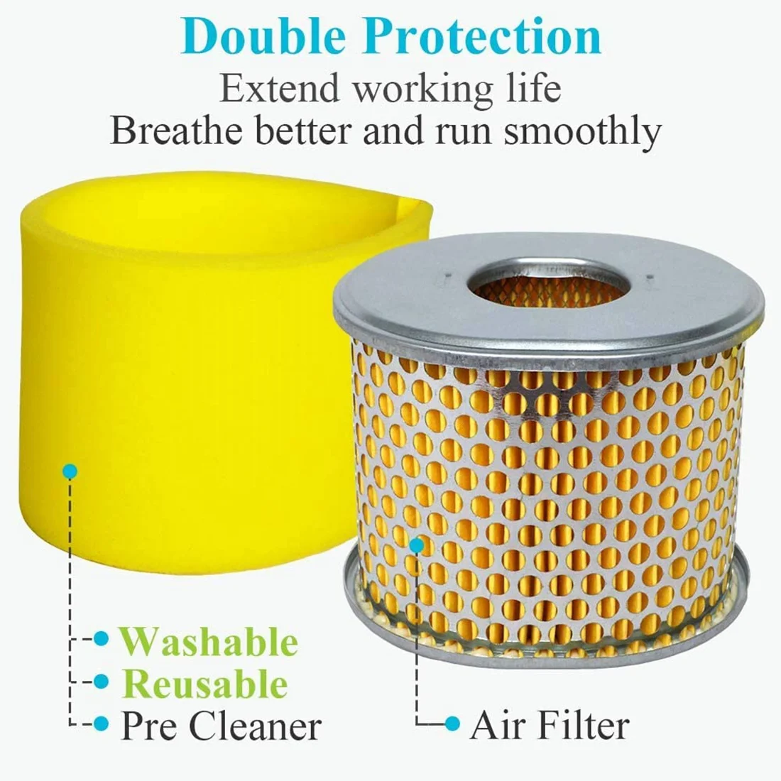 

ABNP 5Pcs 17210-ZE3-505 Air Filter,17210-ZE3-010 Air Filter with Pre-Filter,for GX390 13HP GX340 11HP Engine Air Filter