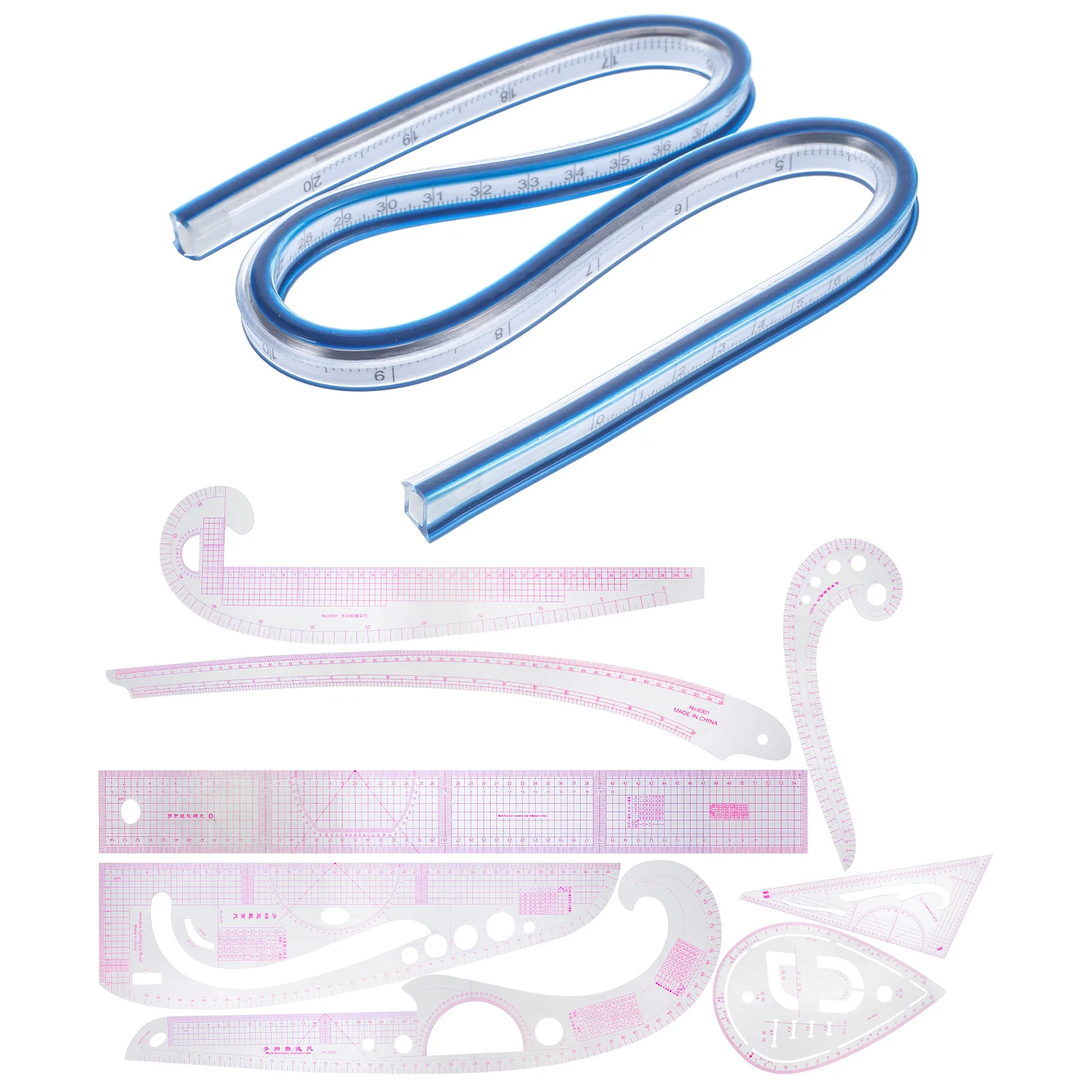 

1Set Sewing Ruler Tailor PVC Plastic French Curve Pattern Ruler for Accurate Fabric Measuring Sewing Accessories