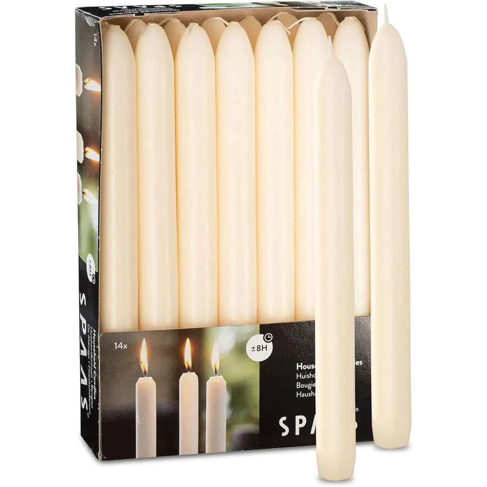 14-Piece Cream Taper Candles, 9 Tall, Unscented, 8-Hour Burn for Home, Weddings, and Events