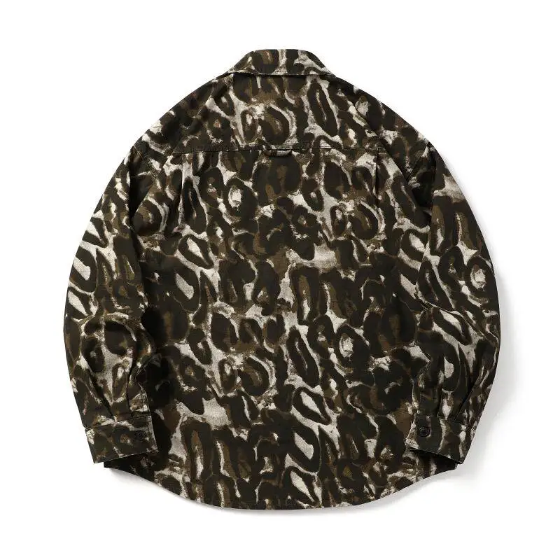 Men's high quality leopard print camouflage long sleeve shirt