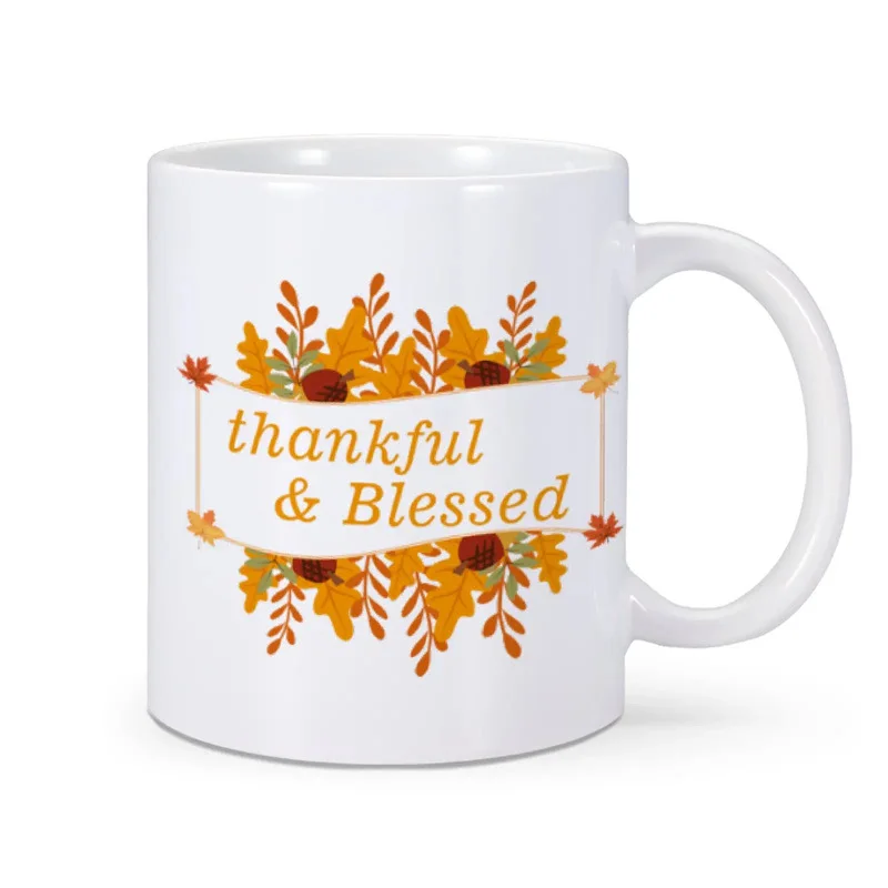 Europe, America step into Thanksgiving mug hello autumn pumpkin ceramic coffee cup loose friends family gift cup