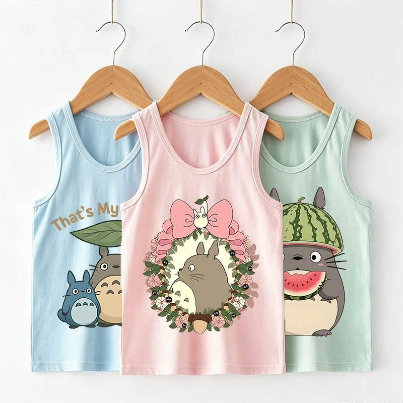 New Totoro Children Vests Girl Boy Summer Clothes  Anime Cartoon Waistcoats Baby Underwears Clothing Kids Cute Tees Home Gift