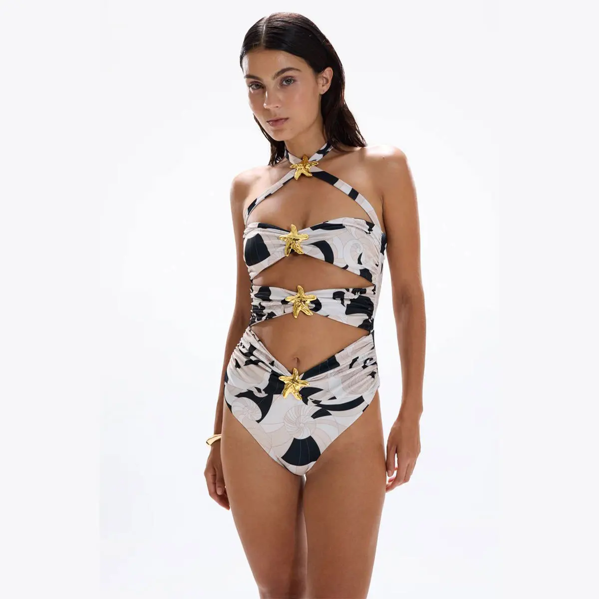 ZAFUAZ − Maillot de bain une pièce sexy, jupe découpée, à fleurs en métal 3D, costume de batterie, monokini, tenue de plage, tendance 2024