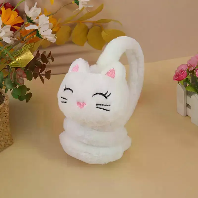 النسخة الكورية من الرسوم المتحركة للخريف والشتاء غطاء للأذنين دافئ من القطيفة، أغطية أذن قطيفة لطيفة تحمي الأذنين من البرد