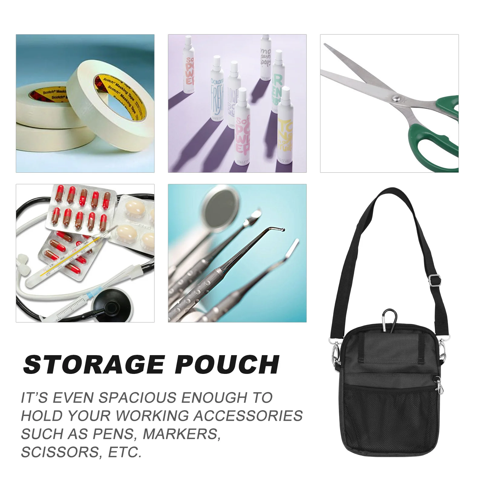 حقيبة أدوات الممرضة، منظم حقيبة الخصر من قماش أكسفورد المتين للعاملين في الطبية، حقيبة كتف محمولة لتخزين حزمة مراوح