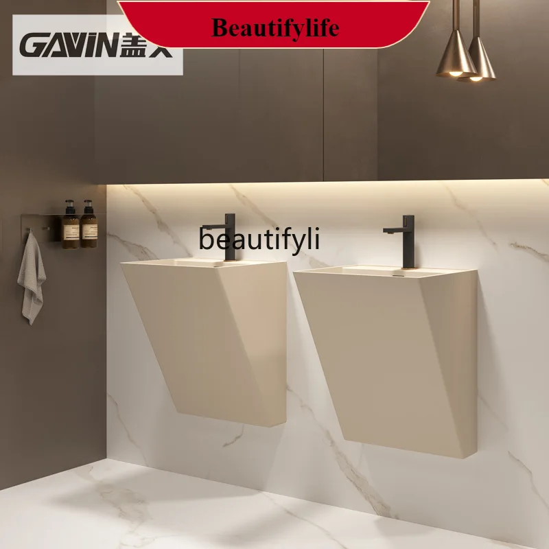 

B185 Wall-mounted artificial stone washbasin Hotel B & B Square column basin Balcony Outdoor washbasin