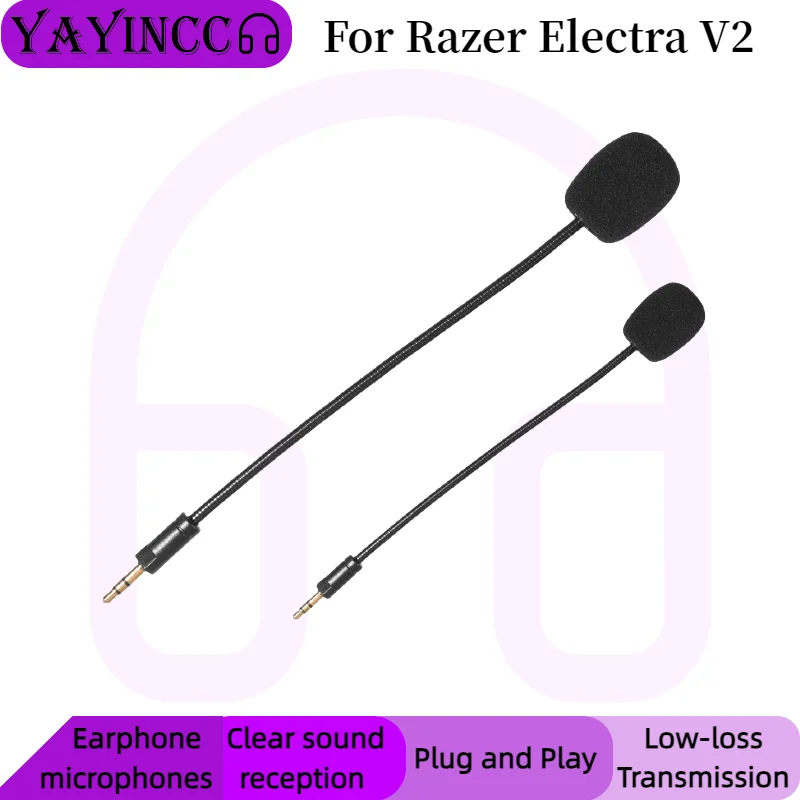 

YAYINCC Replacement Gaming Mics 3.5mm Game Microphone For Razer Electra V2 Detachable microphone rod plug and play MIC
