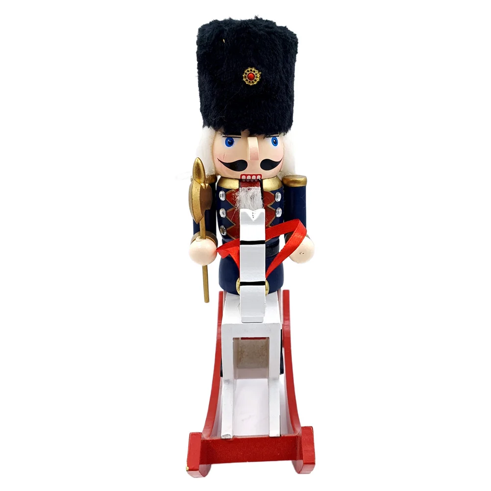 

Christmas Rocking Horse Nutcracker Royal Soldier Painted Wooden Nutcracker Tabletop Holiday Decoration Holiday Decor