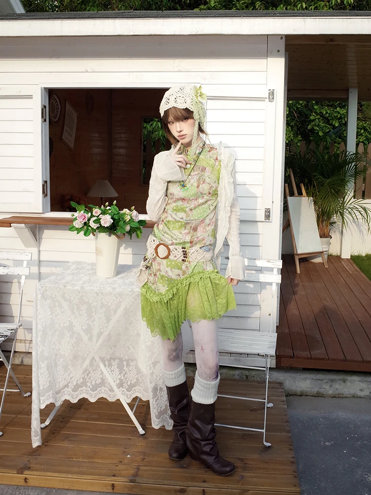 Women's Bubble Pineapple Oil Milk White Shells Cardigan Sleeveless Lace Trim V-Neck Knitted Sweater Unique Beautiful Short Ja...