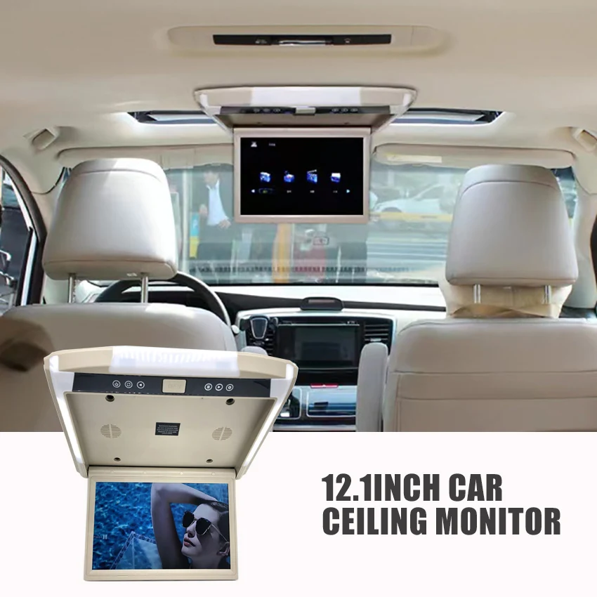 Pantalla Para Carro Car Ceiling Monitor 12.1 Inch 1080P TFT LCD Car Flip Down Monitor Roof Mount MP5 Player Car Accessories