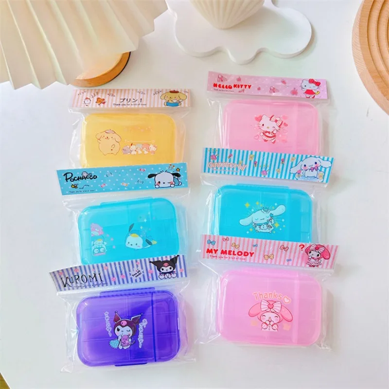 Sanrio Kuromi Cartoon Anime Character Cute Mini Portable Moisture-proof Seven-day Medicine Box Storage Holiday Gift