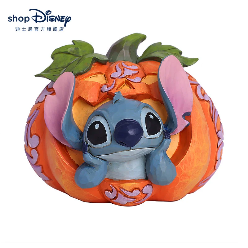 13cm New Disney Stitch Doll Cute Halloween Pumpkin Model Resin Material Tide Play Collection Doll Toy Birthday Halloween Gifts